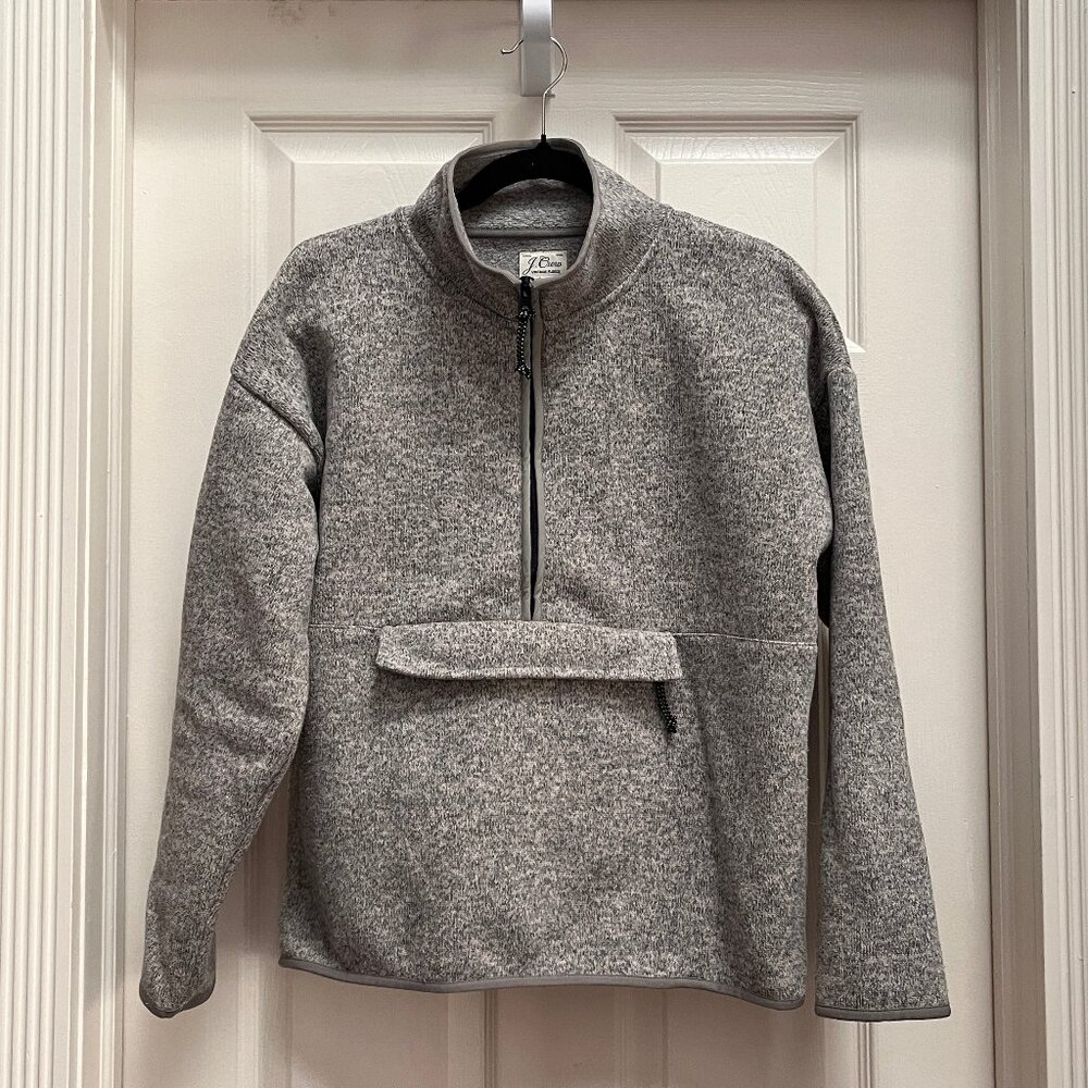 J. Crew (22β across), Fleece Half Zip Jacket, Gray, Oversized Fit